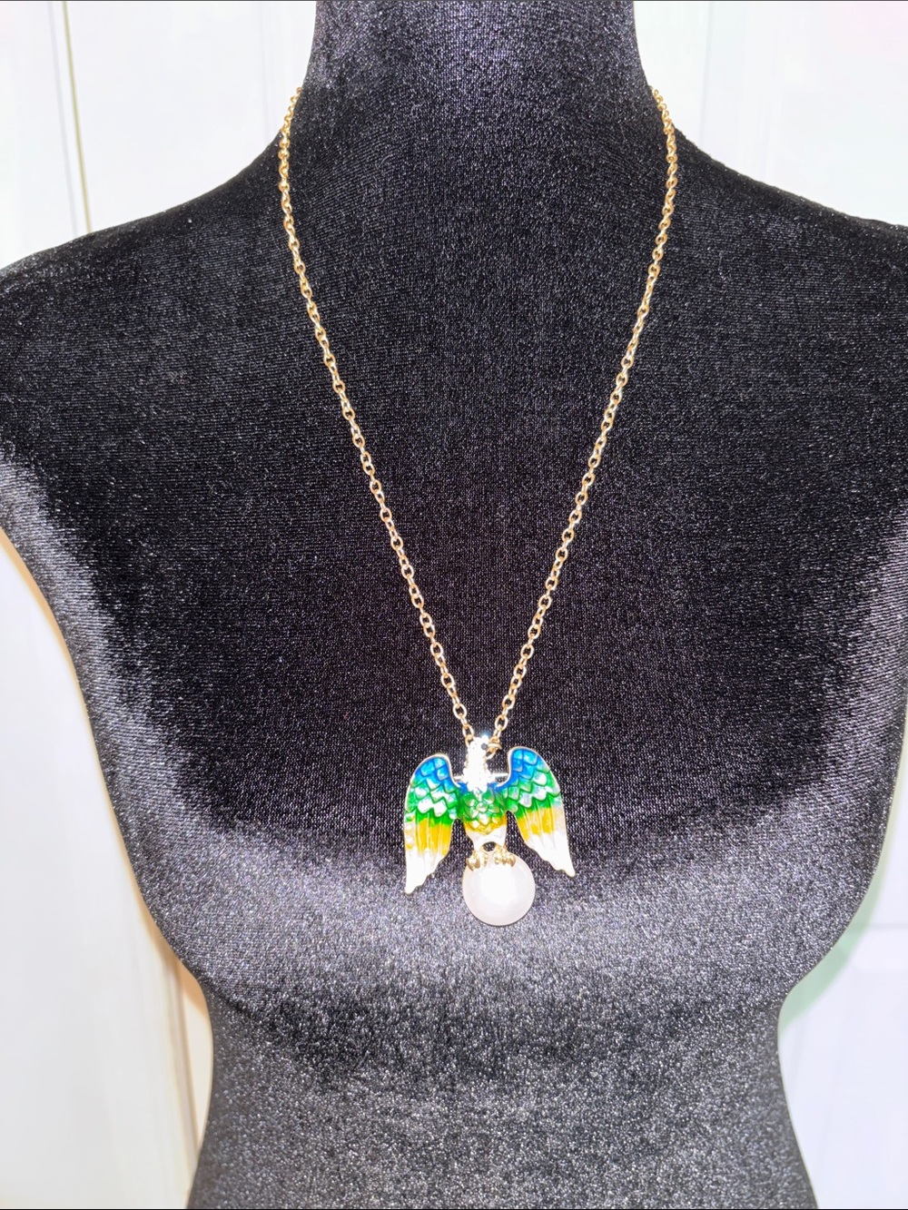 Betsey Johnson Eagle Brooch Pendant Necklace
